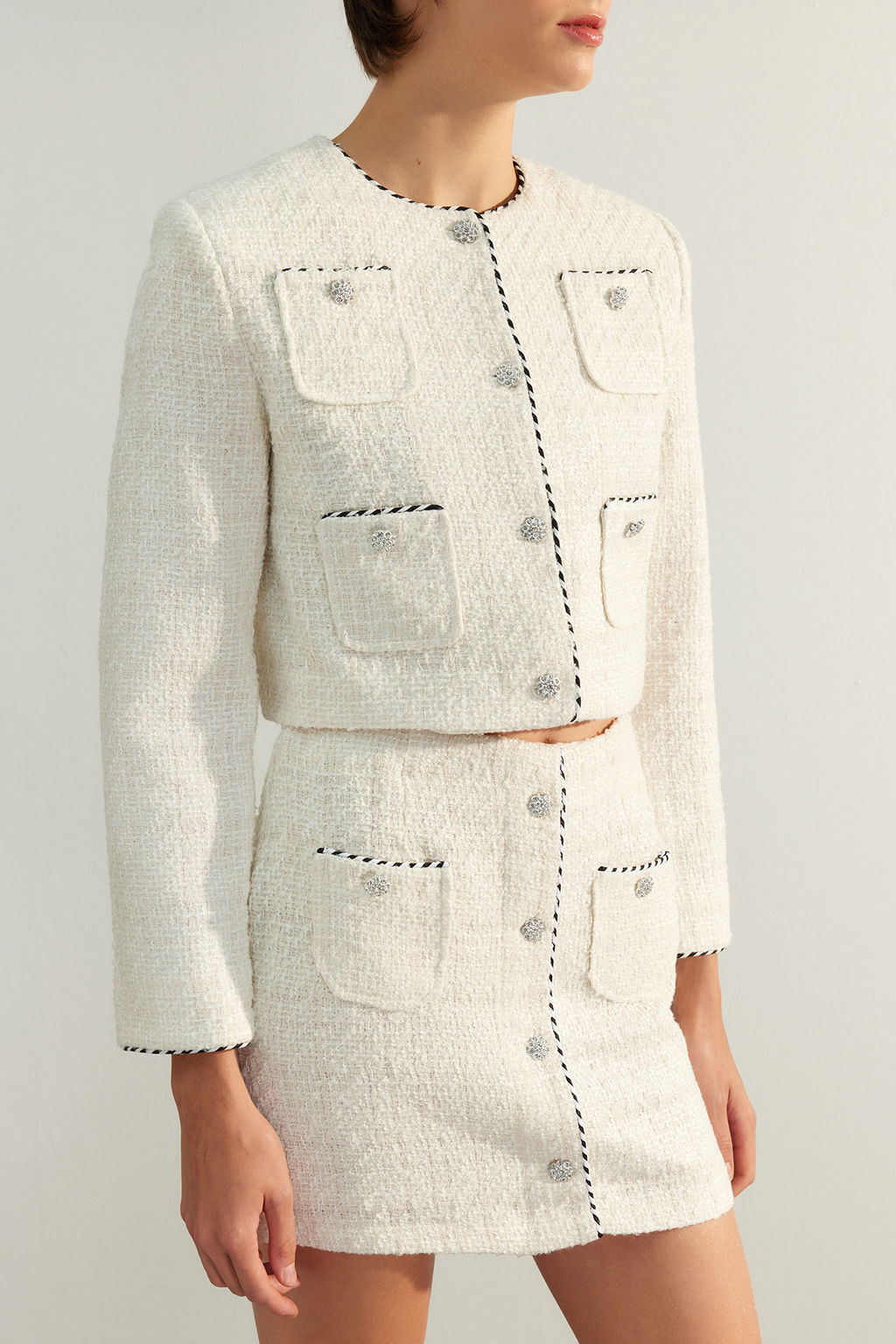 Limited Edition Ekru Crop Dokuma Ceket TWOAW24CE00122 - Trendyolmilla фото 4