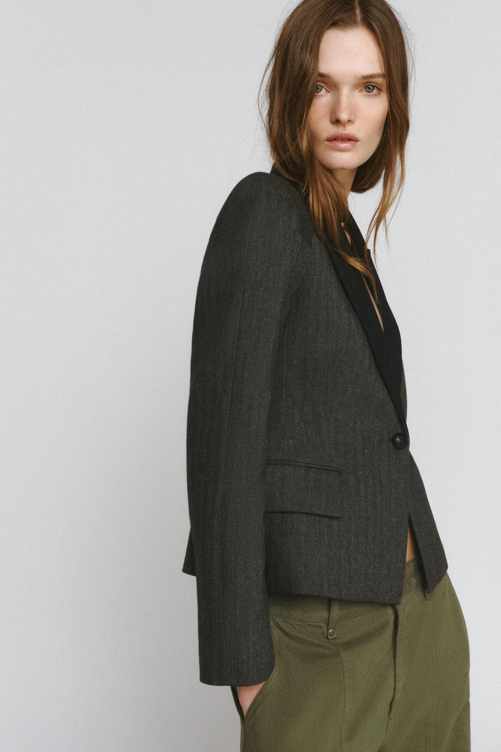 ZW COLLECTION COMBINED HERRINGBONE BLAZER - Zara фото 9