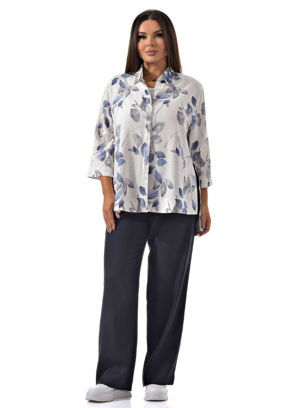 вискоза со льном, дышащая легкая рубашка - А+б коллекция фото 14