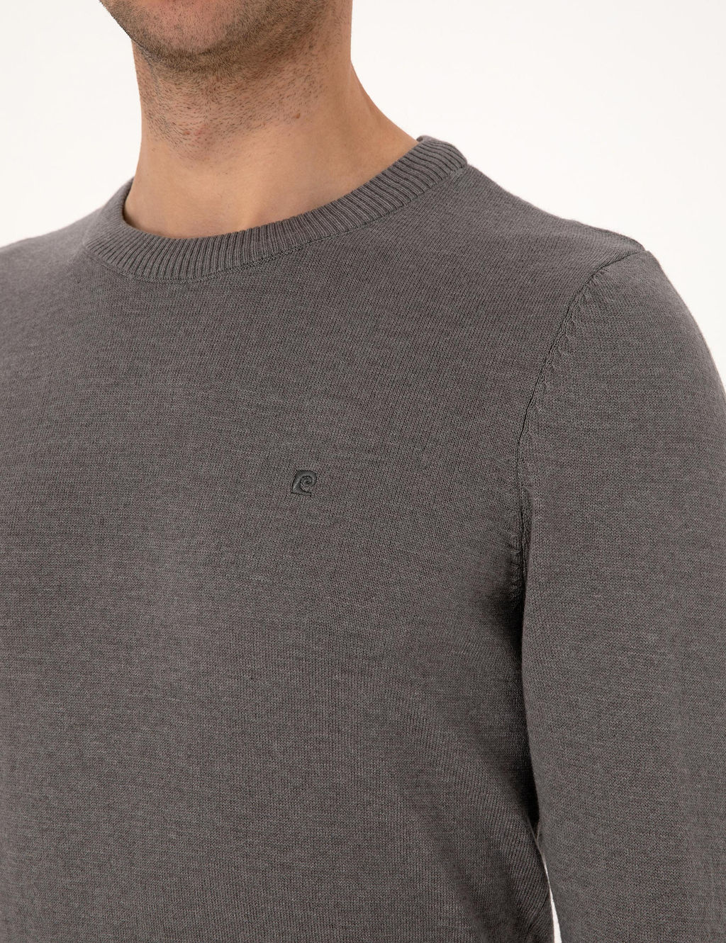 Gri Melanj Slim Fit Bisiklet Yaka Basic Triko Kazak - Pierre cardin фото 7