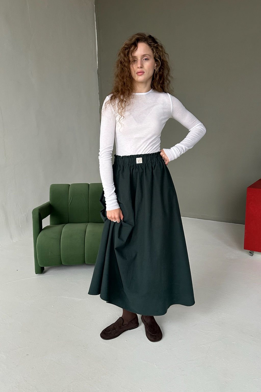 Юбка женская NATURE087/03/Темно-зеленый