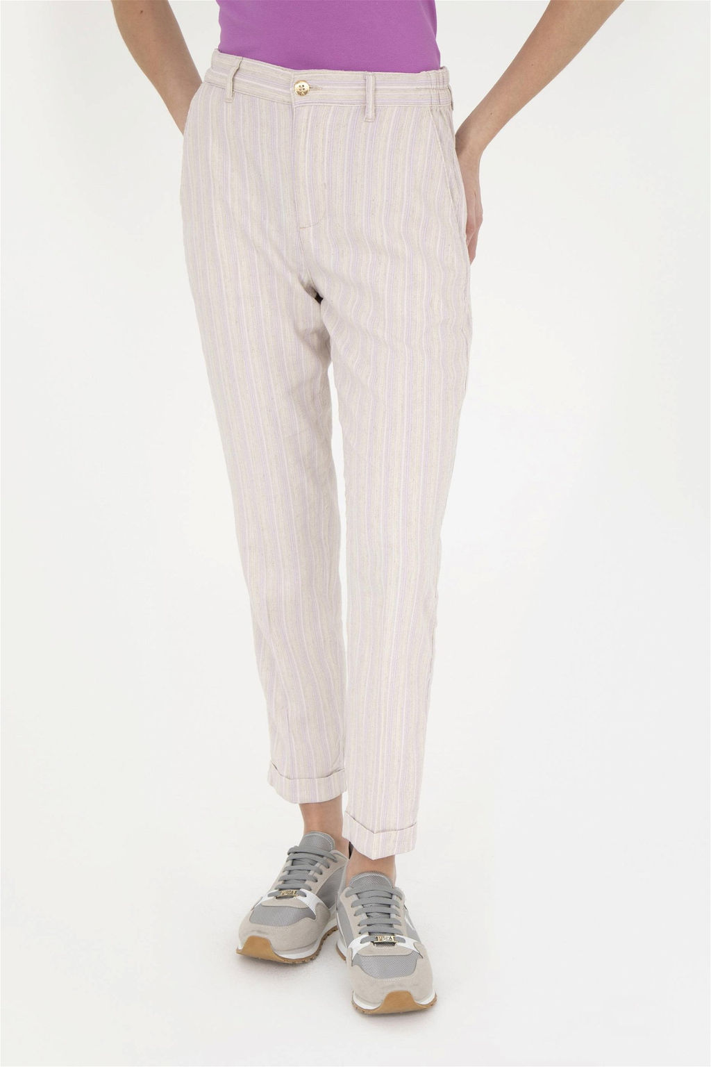 Женские сиреневые брюки из парусины - U.s. polo assn фото 2