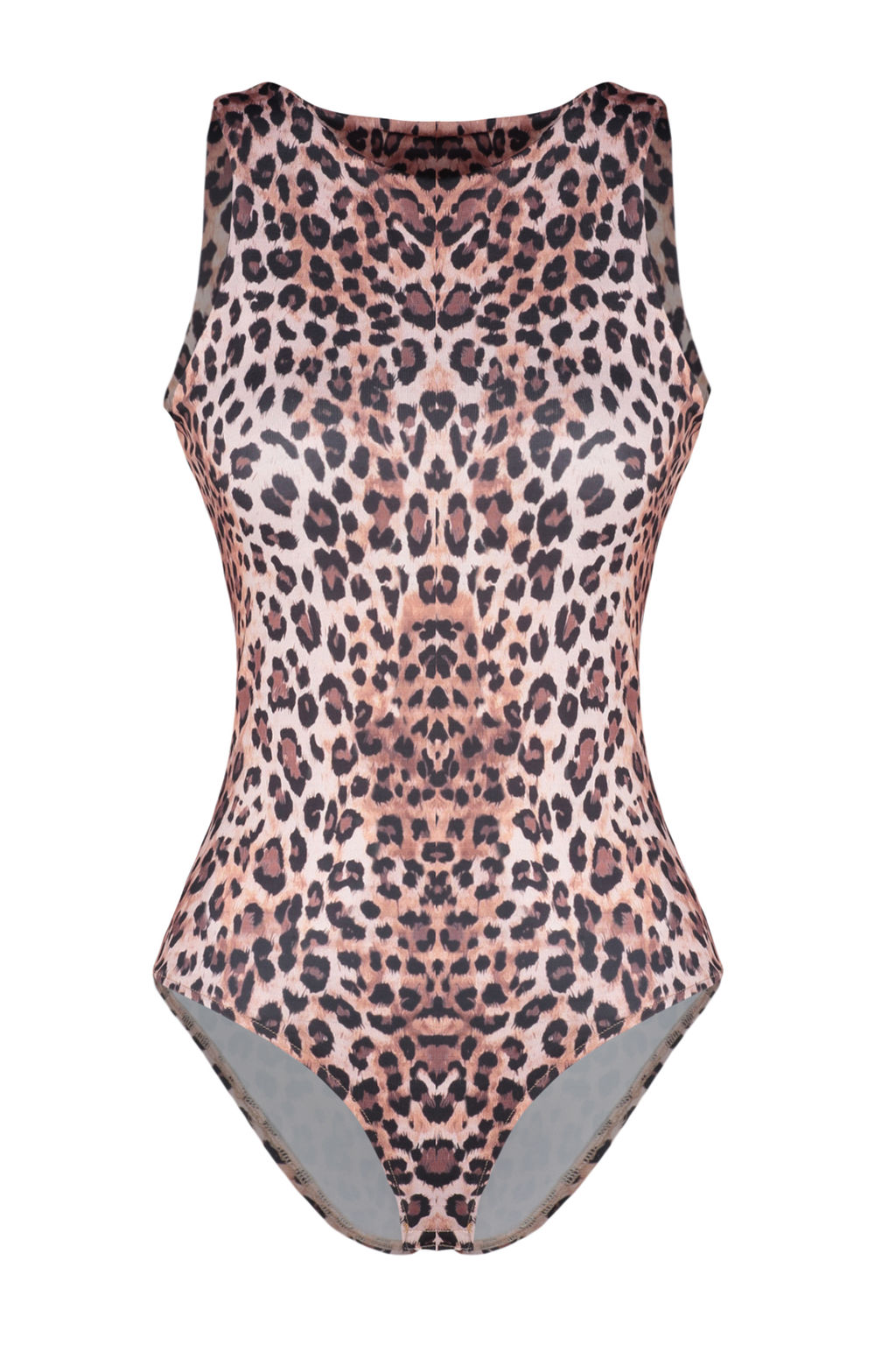 Ac?k Kahverengi Leopar Desenli Halter Yaka Esnek Alttan C?tc?tl? Orme Body TWOSS20BD0044