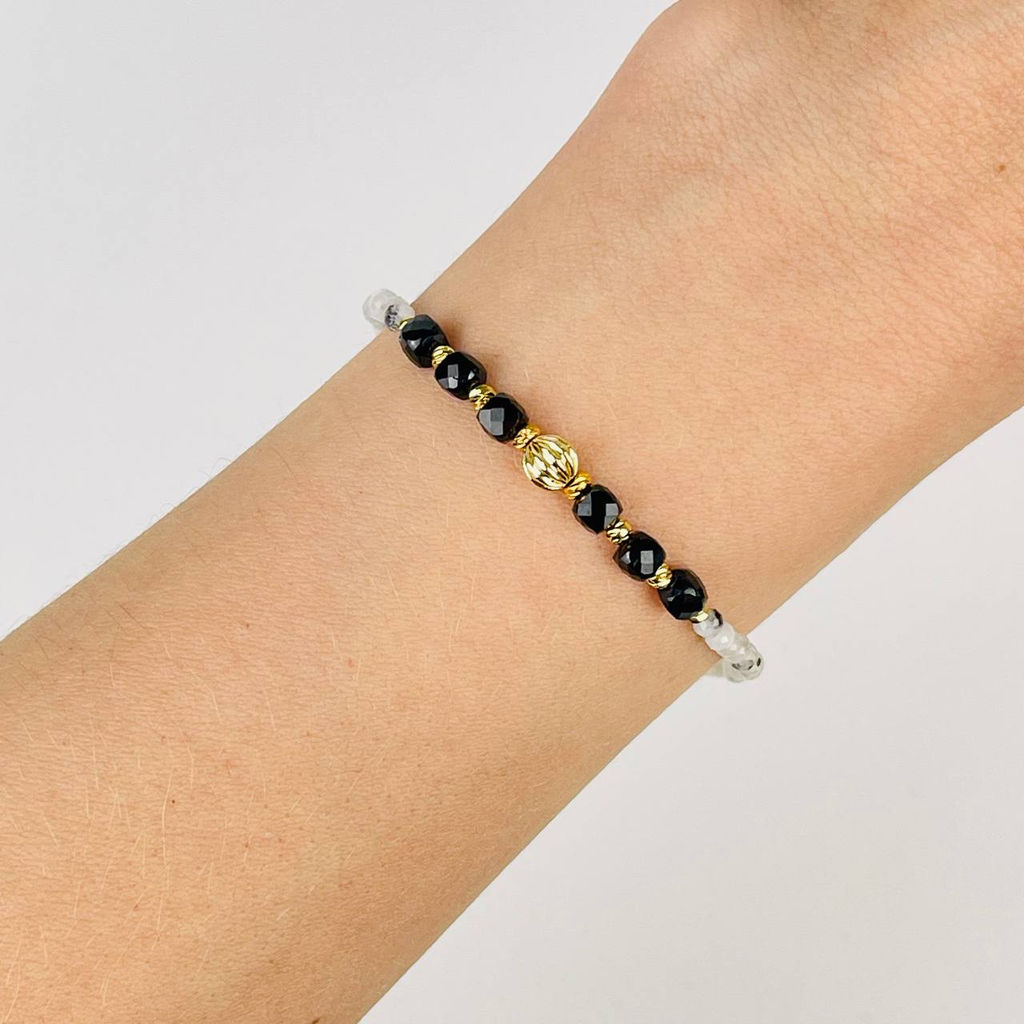 Браслет из Лунного камня с вкл. Турмалина и Шпинели 16,5 см +