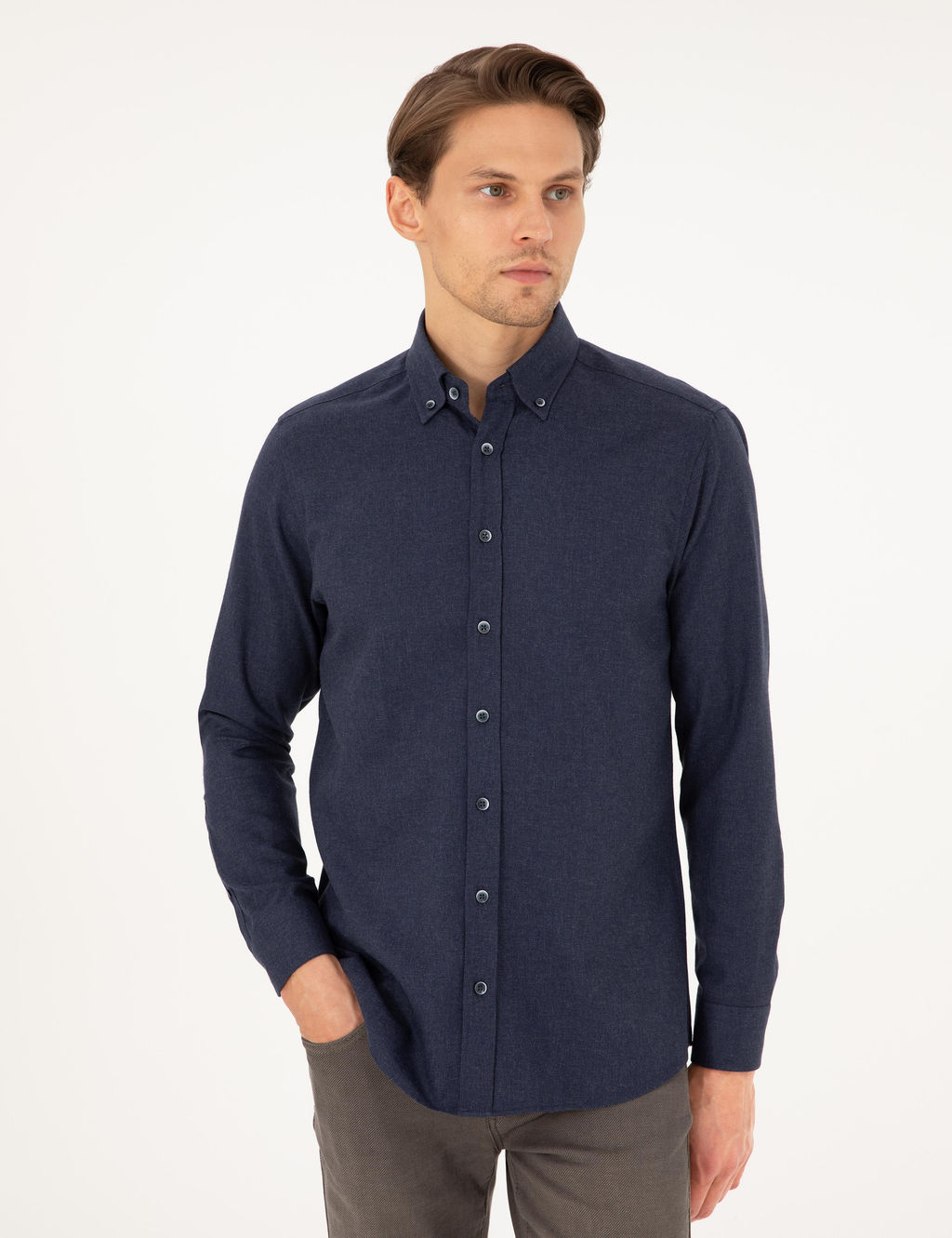 Lacivert Regular Fit Uzun Kollu G_mlek - Pierre cardin фото 3
