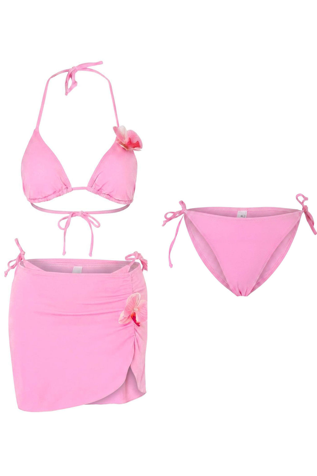 Pembe __gen Kapl_ _i_ek Aplikeli D___k Bel Brazilian 3l_ Pareo Bikini Tak_m_ TBESS26BT00182 - Trendyolmilla фото 5