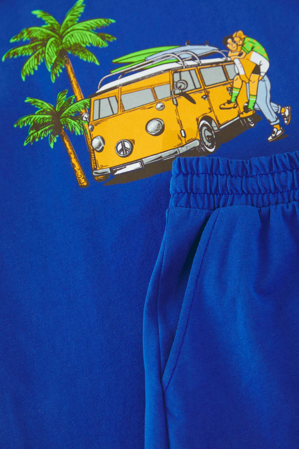 TRENDYOL MAN Indigo Regular Bask?l? Fit Sortlu Orme Pijama Tak?m? TMNSS25PT00076 - Trendyolmilla фото 3