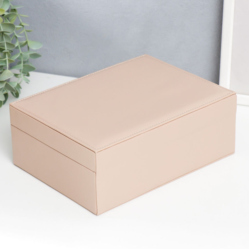 Шкатулка кожзам для украшений Кремовая матовая 9х23х17 см - Simaland фото 7