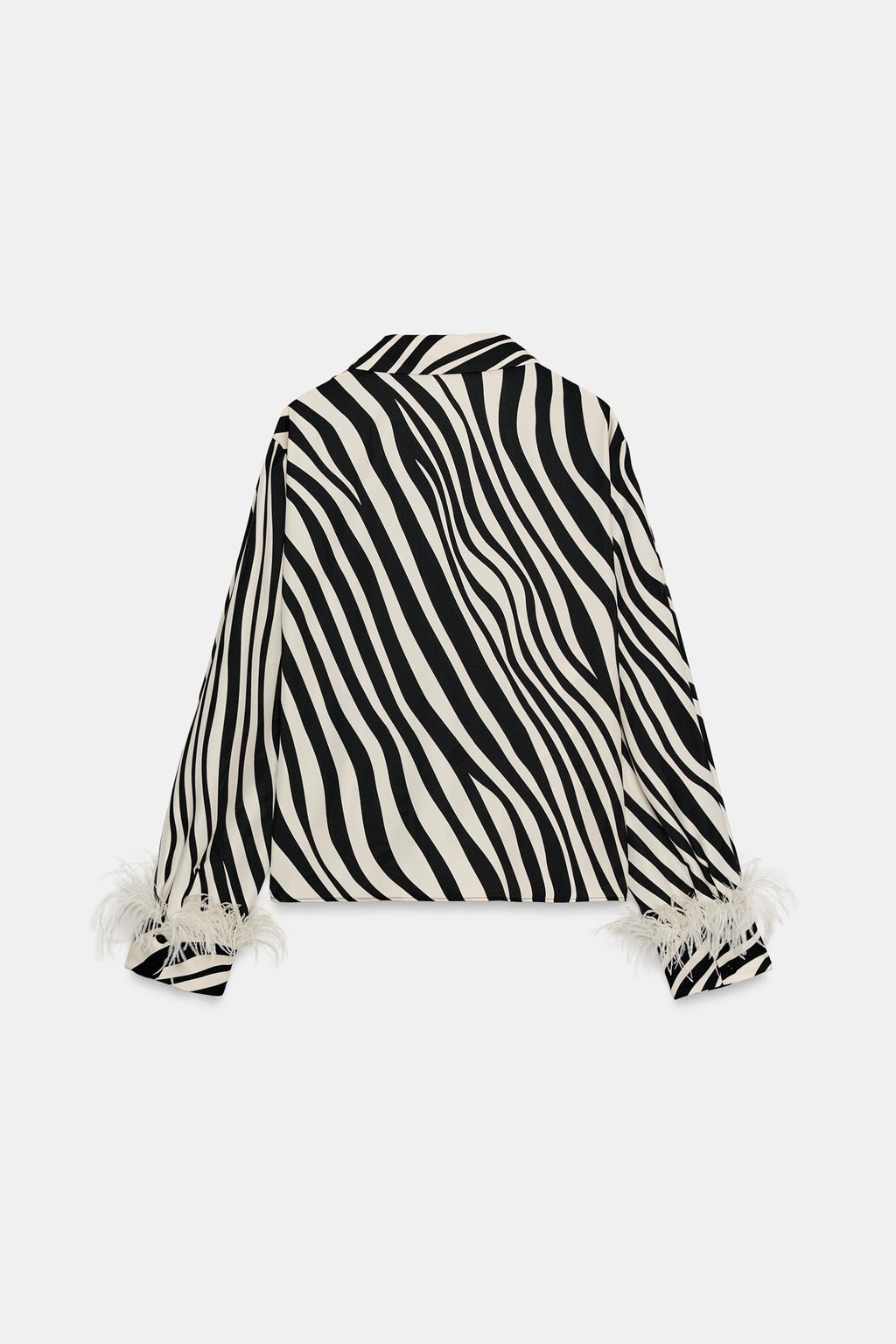 CAMISA ESTAMPADO ANIMAL PLUMAS / Negro / Crudo - Zara фото 7