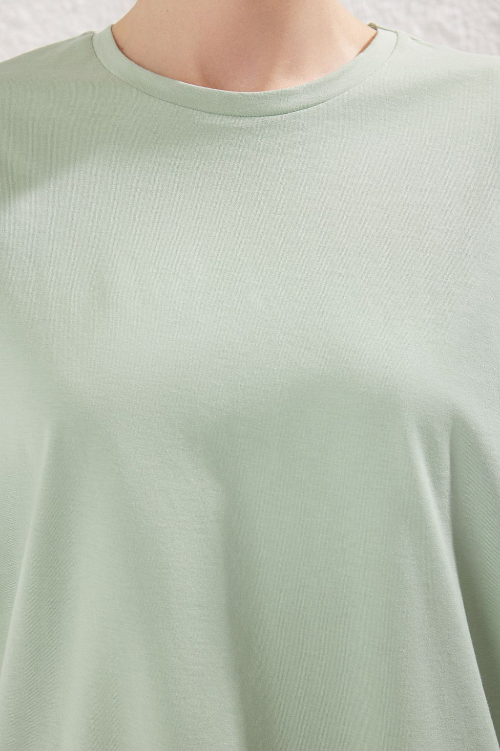 TRENDYOLMILLA Haki-Mint 2Li Paket Bisiklet Yaka %100 Pamuk Regular/Normal Kal?p Orme T-Shirt TWOSS25TS00182 фото 6