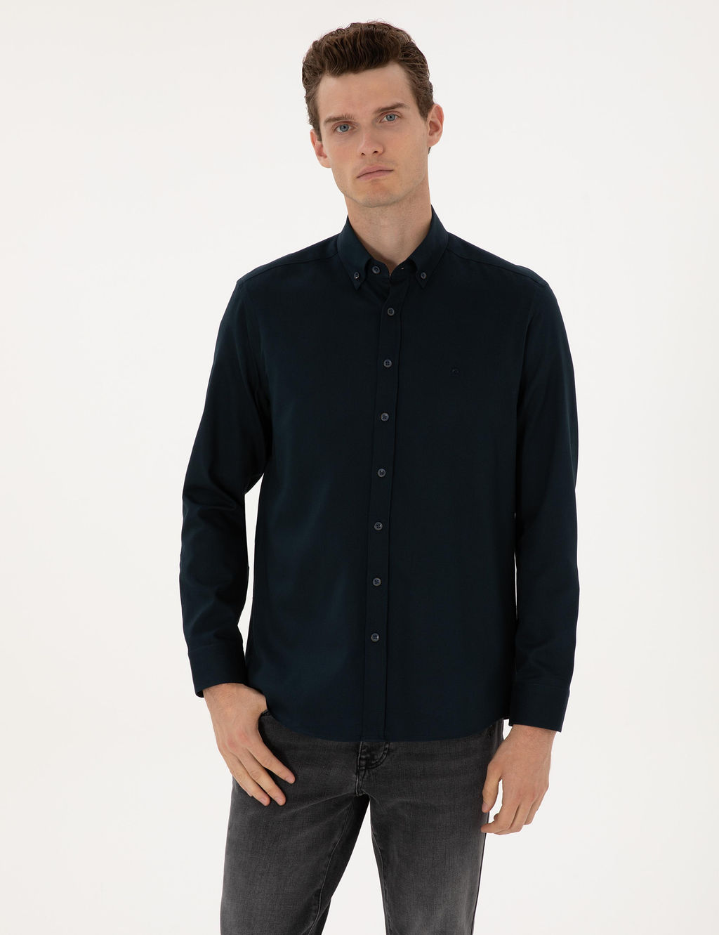 Lacivert Regular Fit Uzun Kollu G_mlek - Pierre cardin фото 3