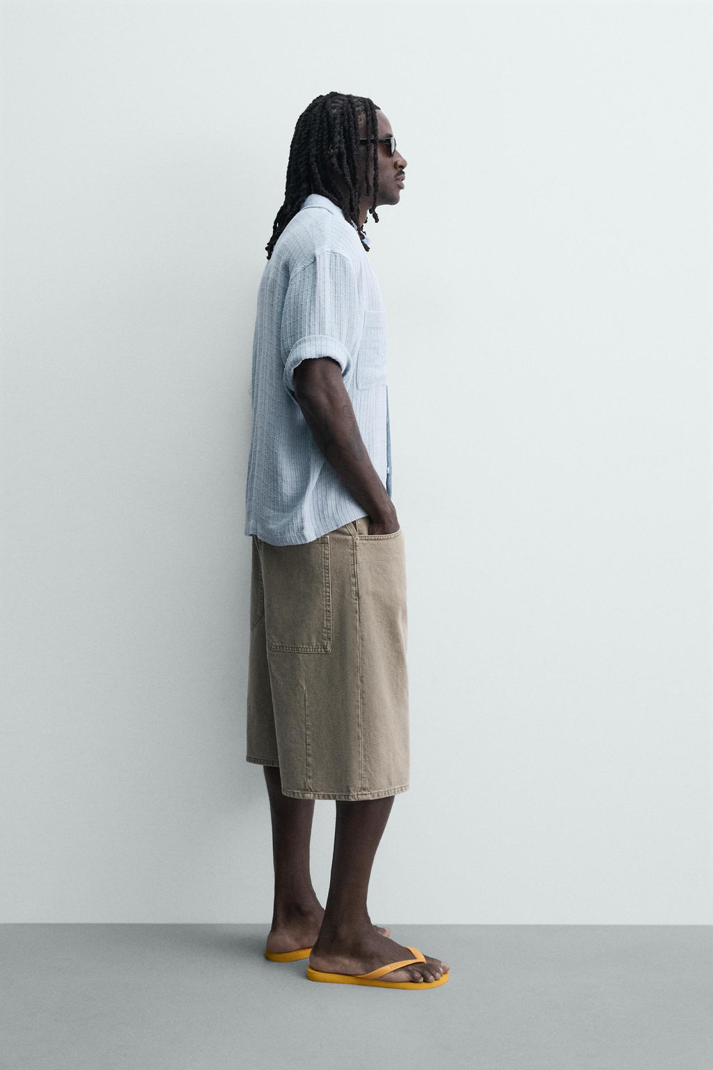 CAMISA RELAXED FIT ESTRUCTURA TEXTURA / Celeste - Zara фото 4