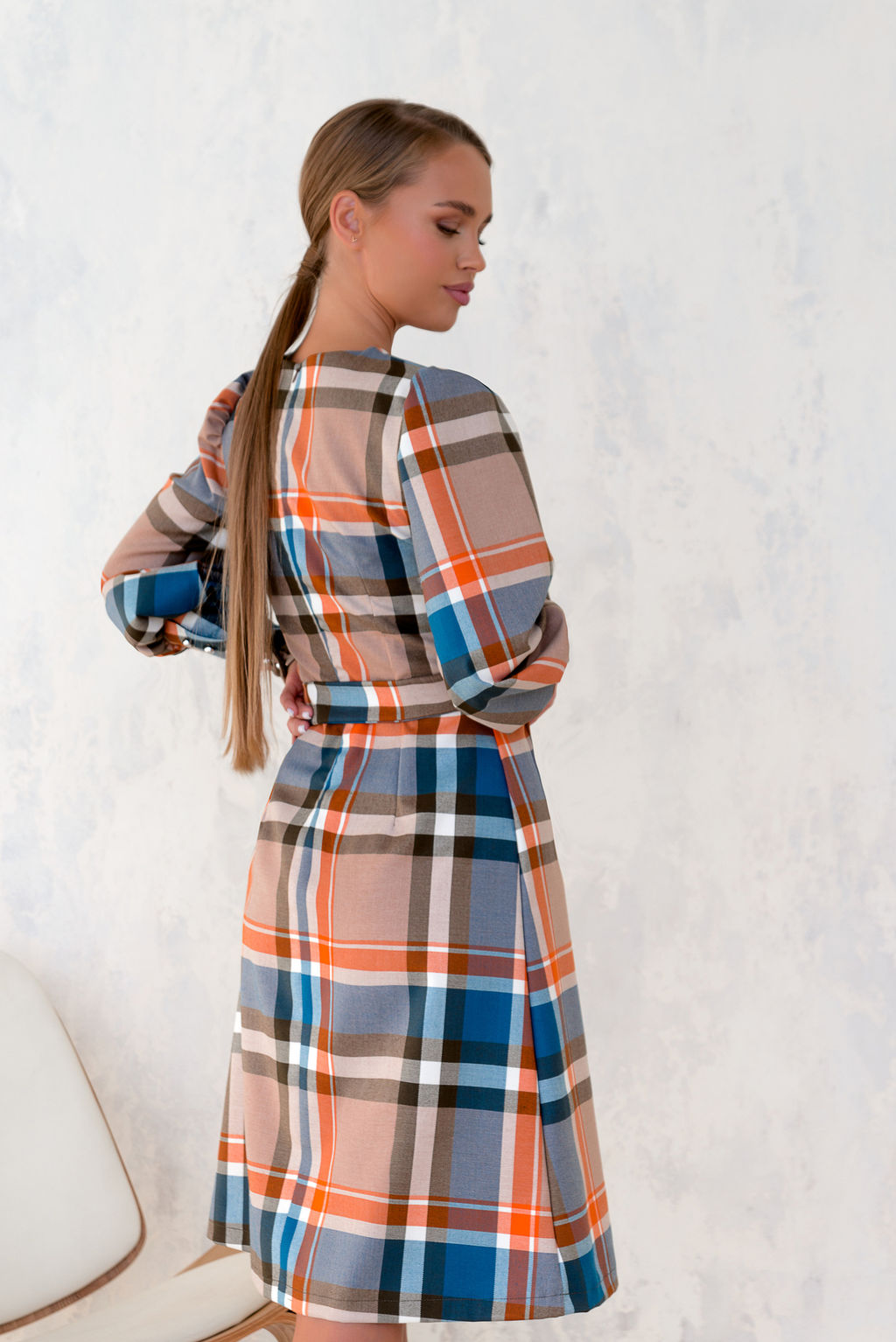 Платье Open Style 5070 /синий/оранжевый/белый/черный