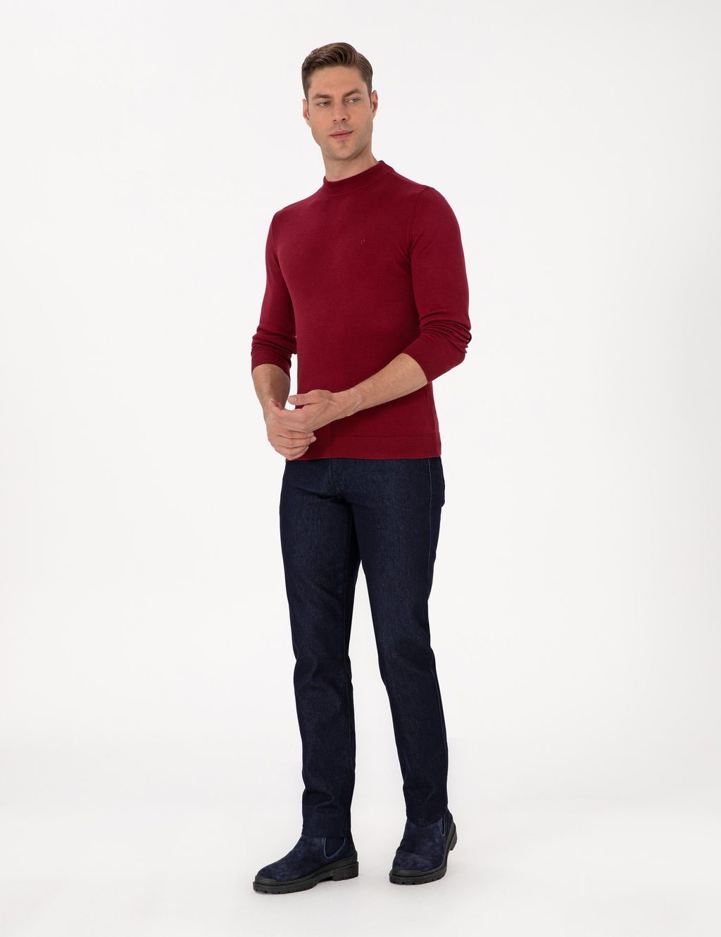 Vi_ne Slim Fit _eyrek Yaka Basic Triko Kazak - Pierre cardin фото 4