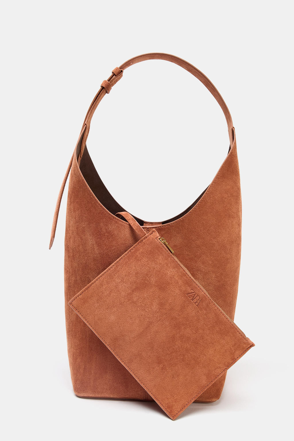 LEATHER MAXI BUCKET BAG WITH HANDLE DETAIL - Zara фото 5
