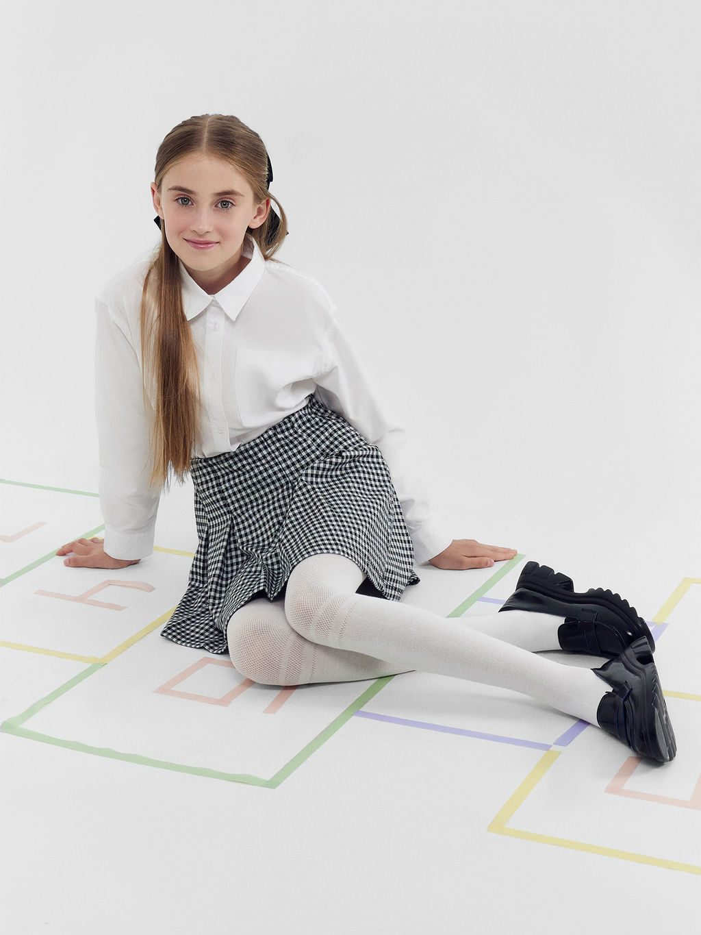 Цена за 3 пары! Колготки детские белого цвета с рисунком в виде поперечной полоски - Mark formelle фото 2