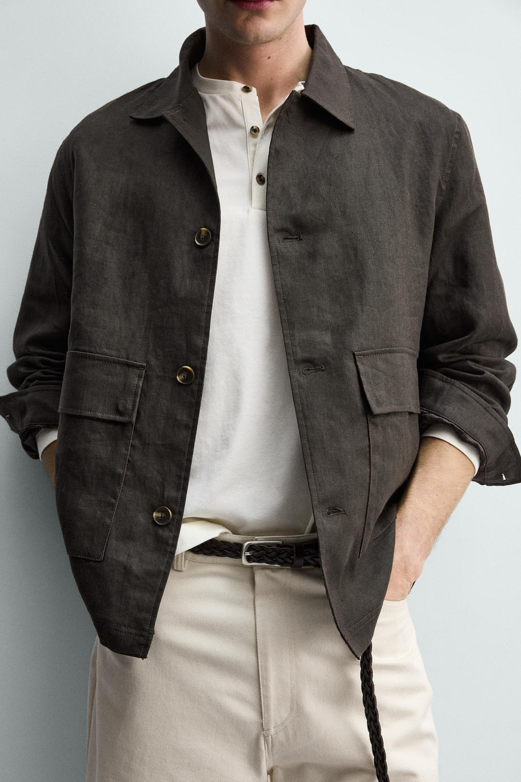SOBRECAMISA 100% LINO / Marr?n - Zara фото 6