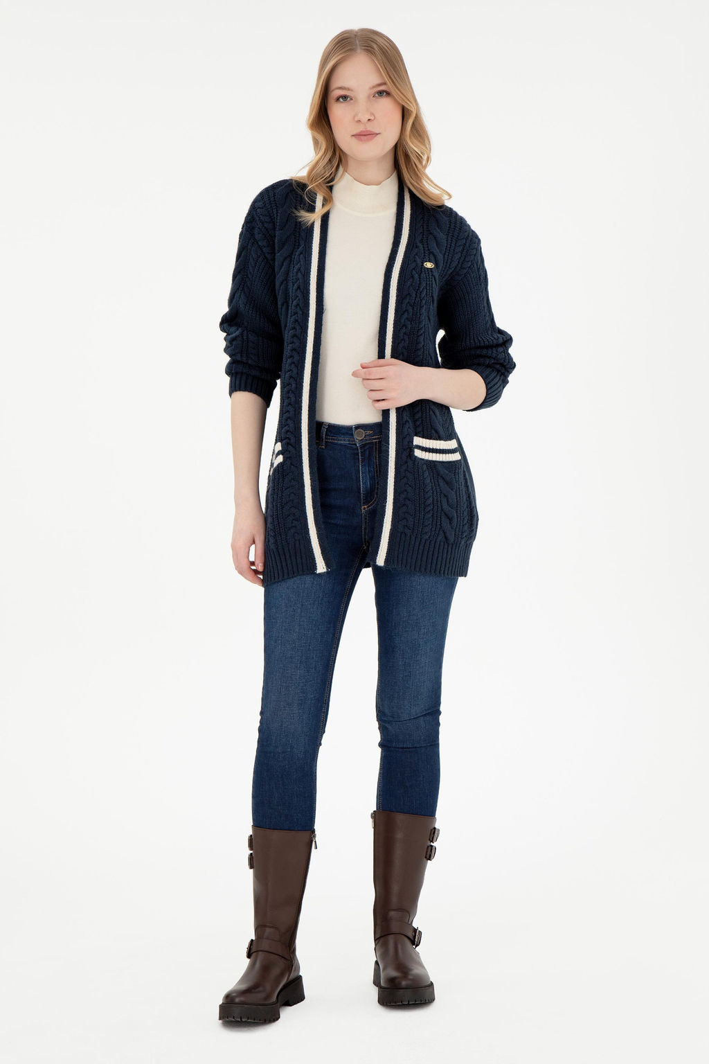 Женский темно-синий трикотажный кардиган Неожиданная скидка в корзине - U.s. polo assn фото 4