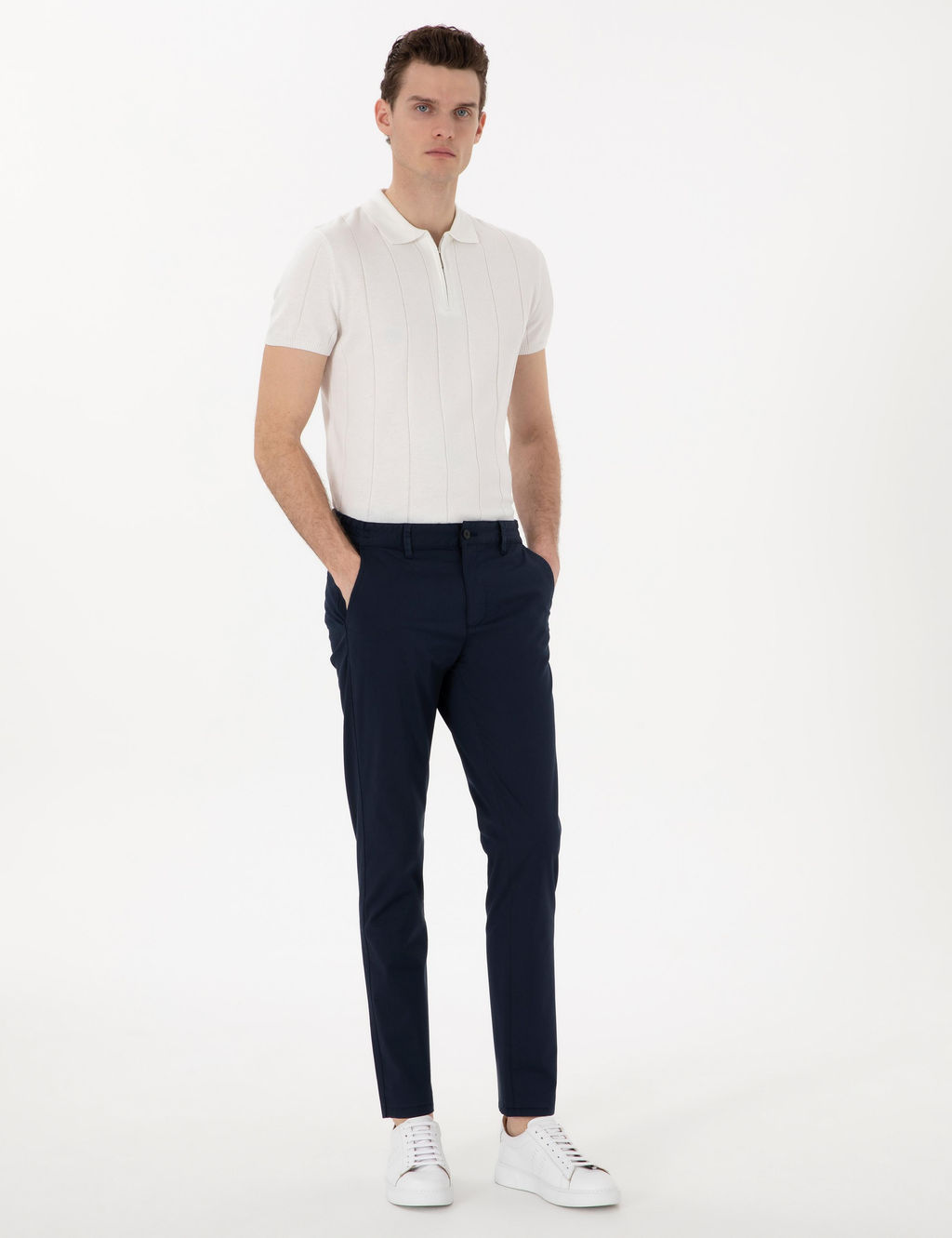 Lacivert Slim Fit Kanvas Pantolon