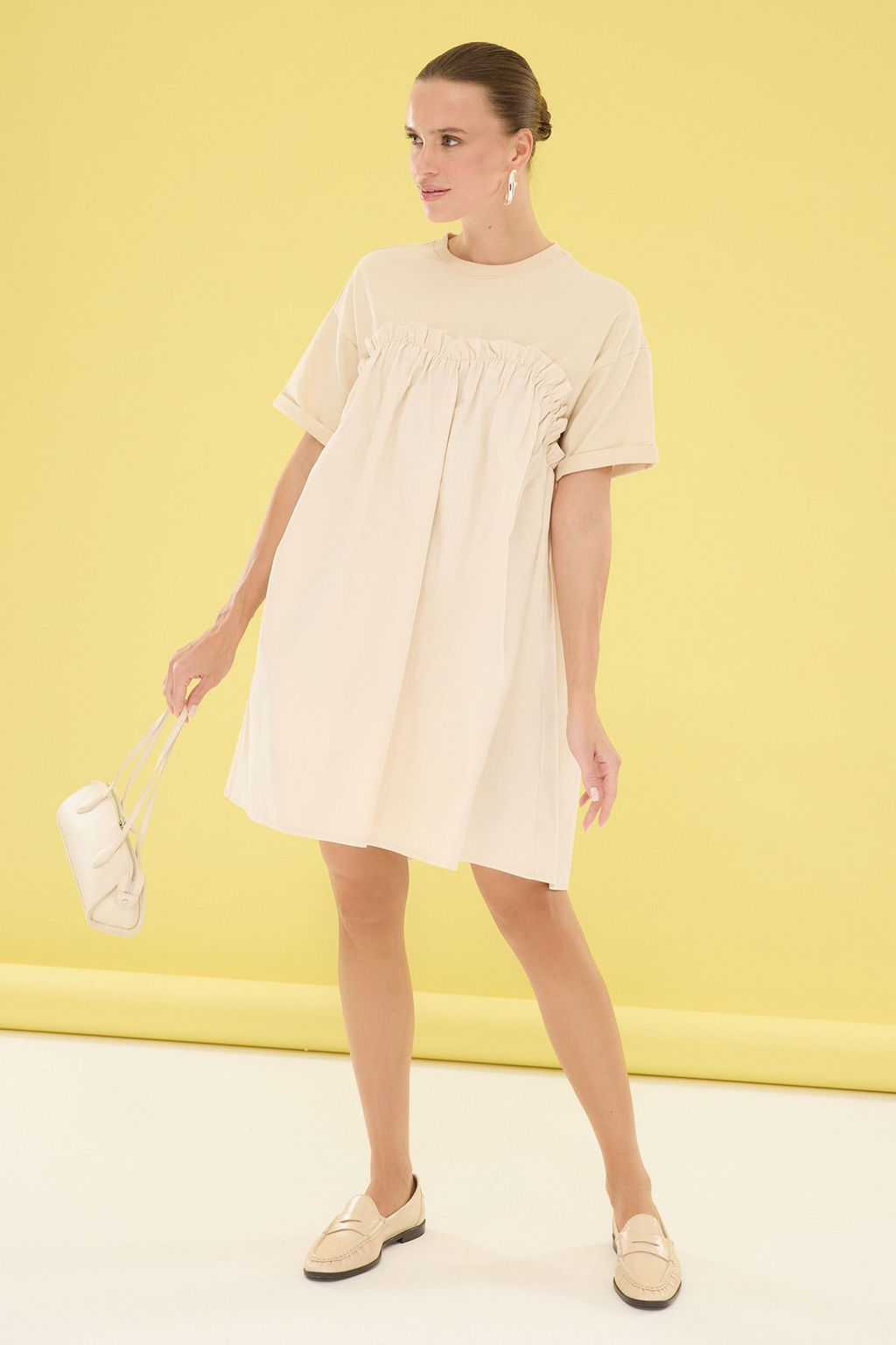 Tas Genis Kesim Orme Mixli Mini Dokuma Elbise TWOSS25EL00034