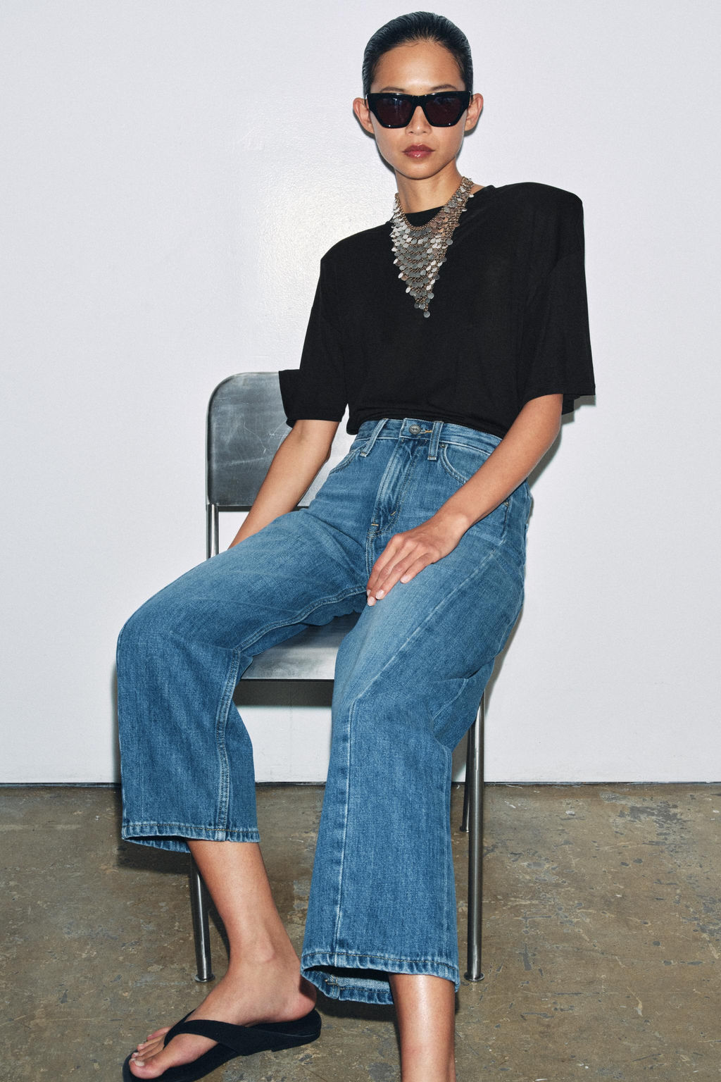 JEANS ZW COLLECTION ANKLE RELAXED TIRO MEDIO / Azul medio - Zara фото 10