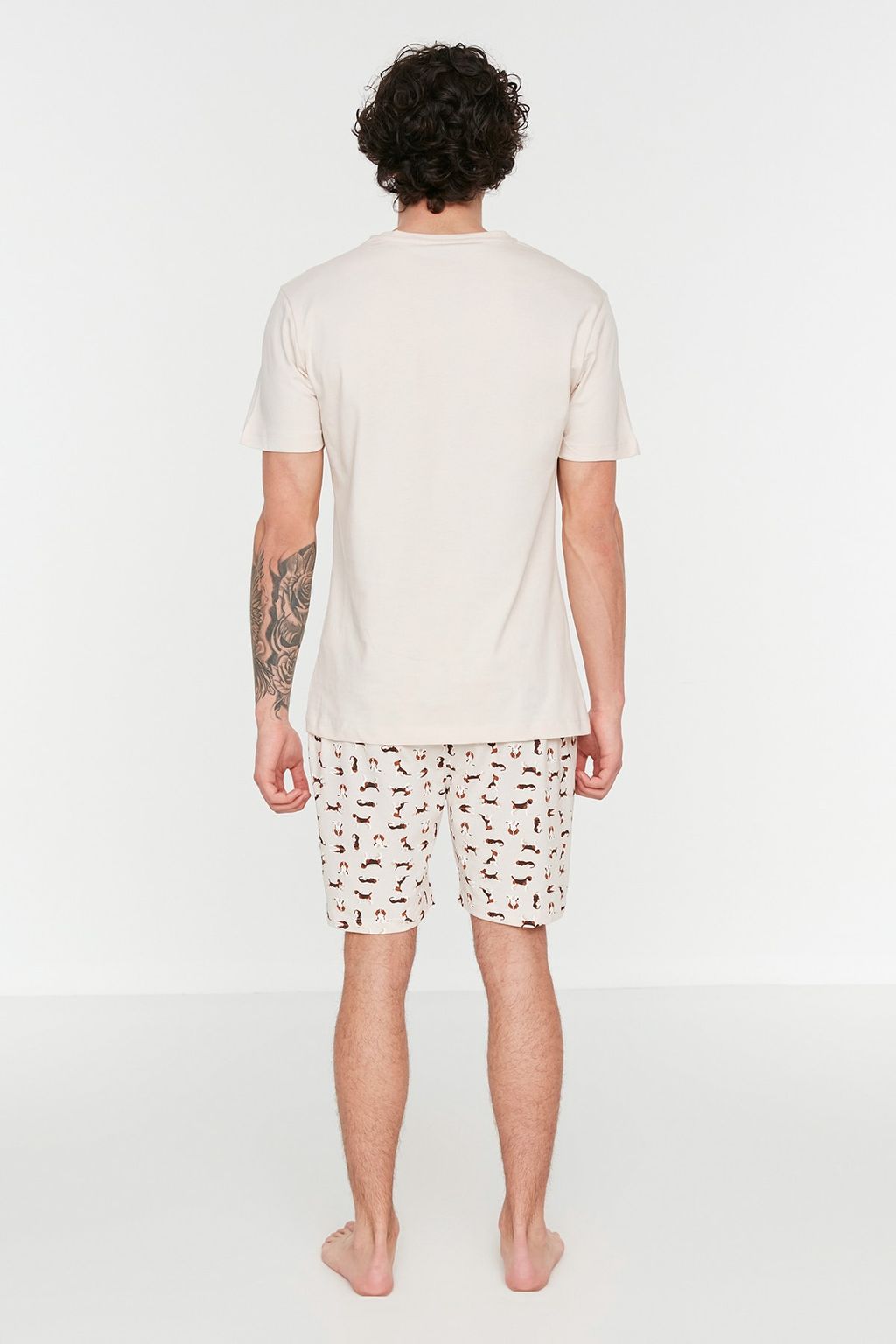 TRENDYOL MAN Indigo Regular Fit Kopek Desenli Orme Sortlu Pijama Tak?m? THMSS21PT0324 - Trendyolmilla фото 5