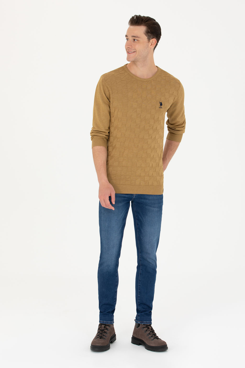 U. S. Polo Assn Мужской базовый свитер светло-хаки - U.s. polo assn фото 18