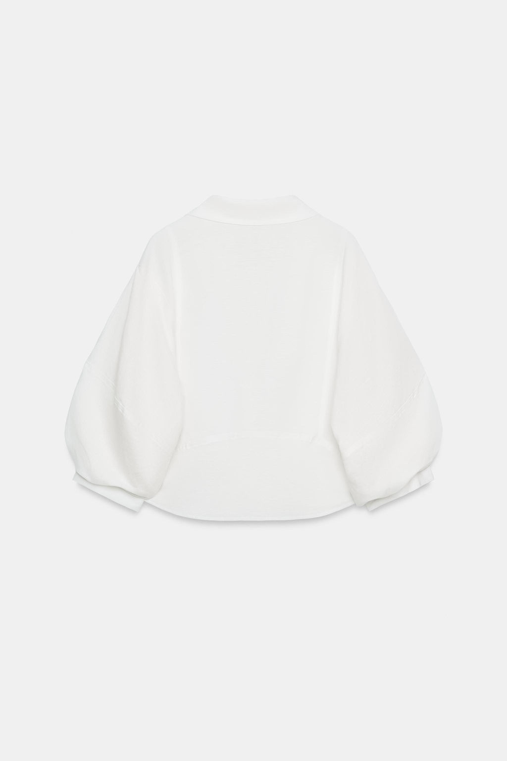 CAMISA MANGA ABULLONADA CON LINO / Blanco - Zara фото 7