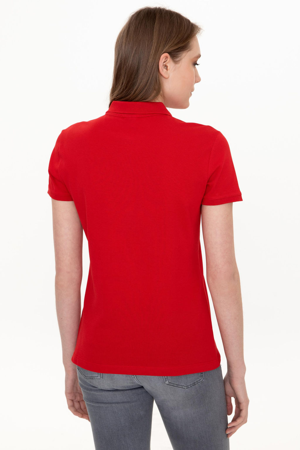 Женская базовая красная футболка с воротником поло Basic - U.s. polo assn фото 17