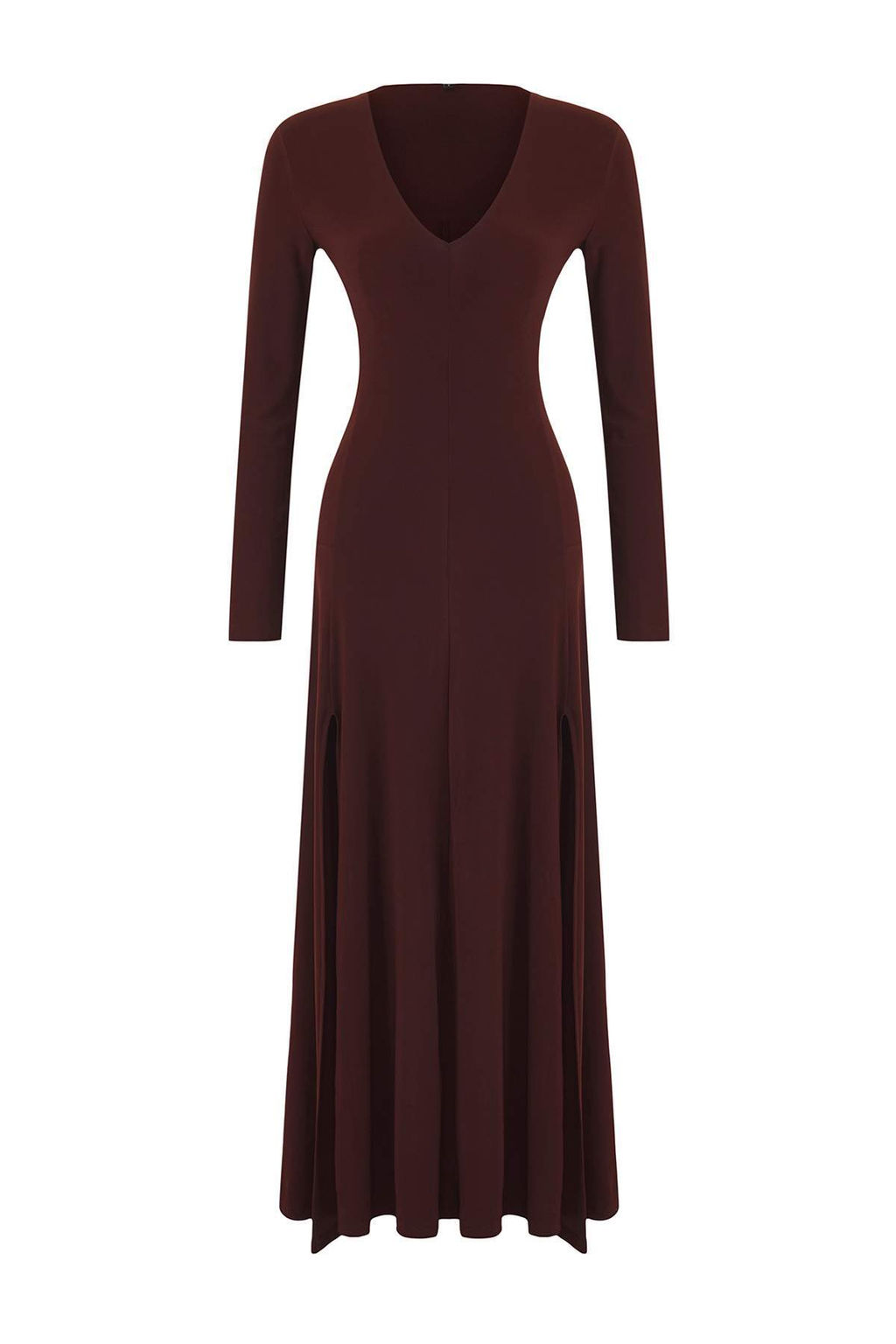 TRENDYOLMILLA Limited Edition Siyah V Yaka Skater/Belden Ac?lan Esnek Maxi Orme Elbise TWOAW25EL00299