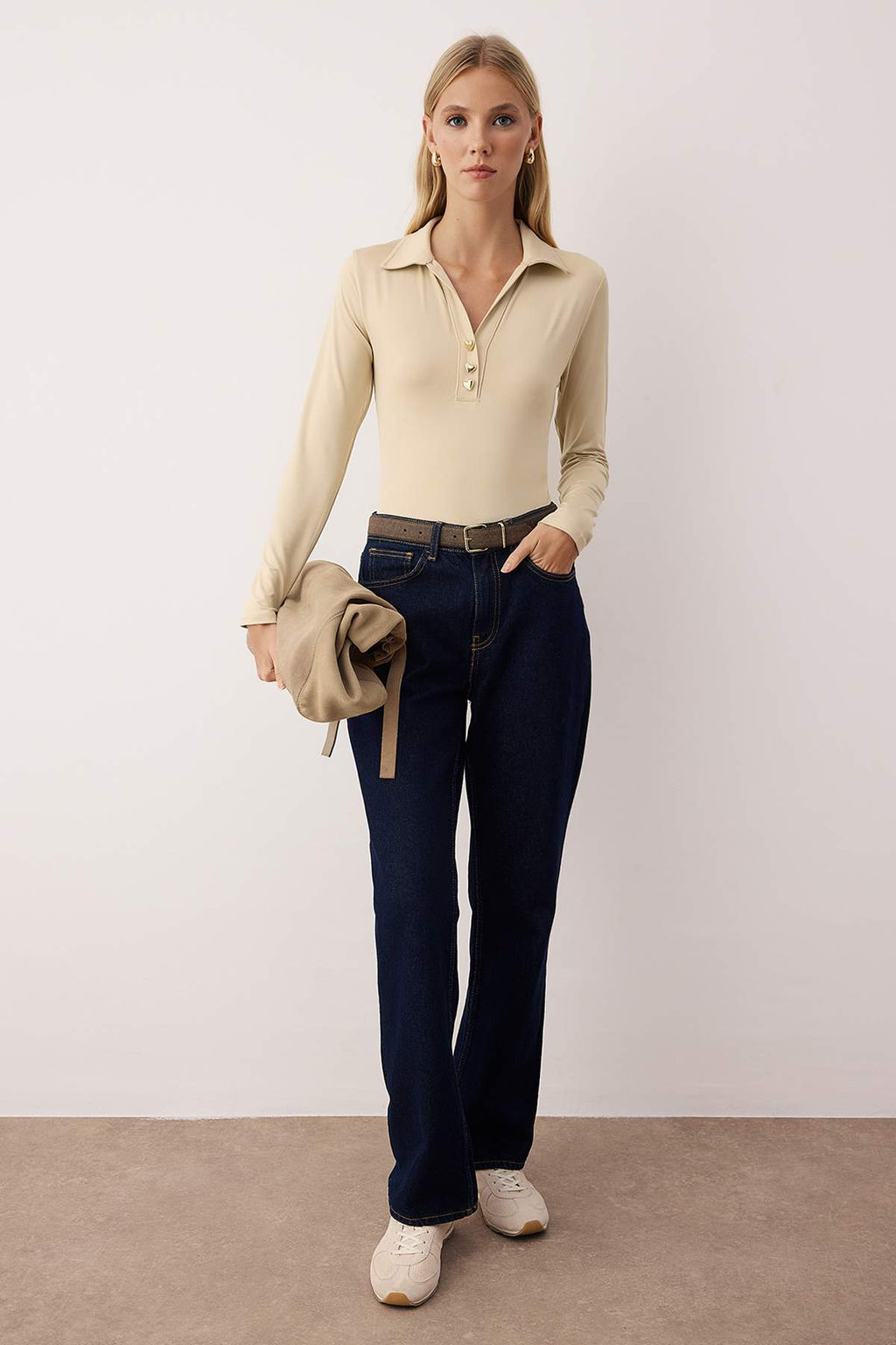 Siyah Fitted/Vucuda Oturan Polo Yaka Patl? C?tc?tl? Esnek Orme Body TWOAW26BD00009 - Trendyolmilla фото 6