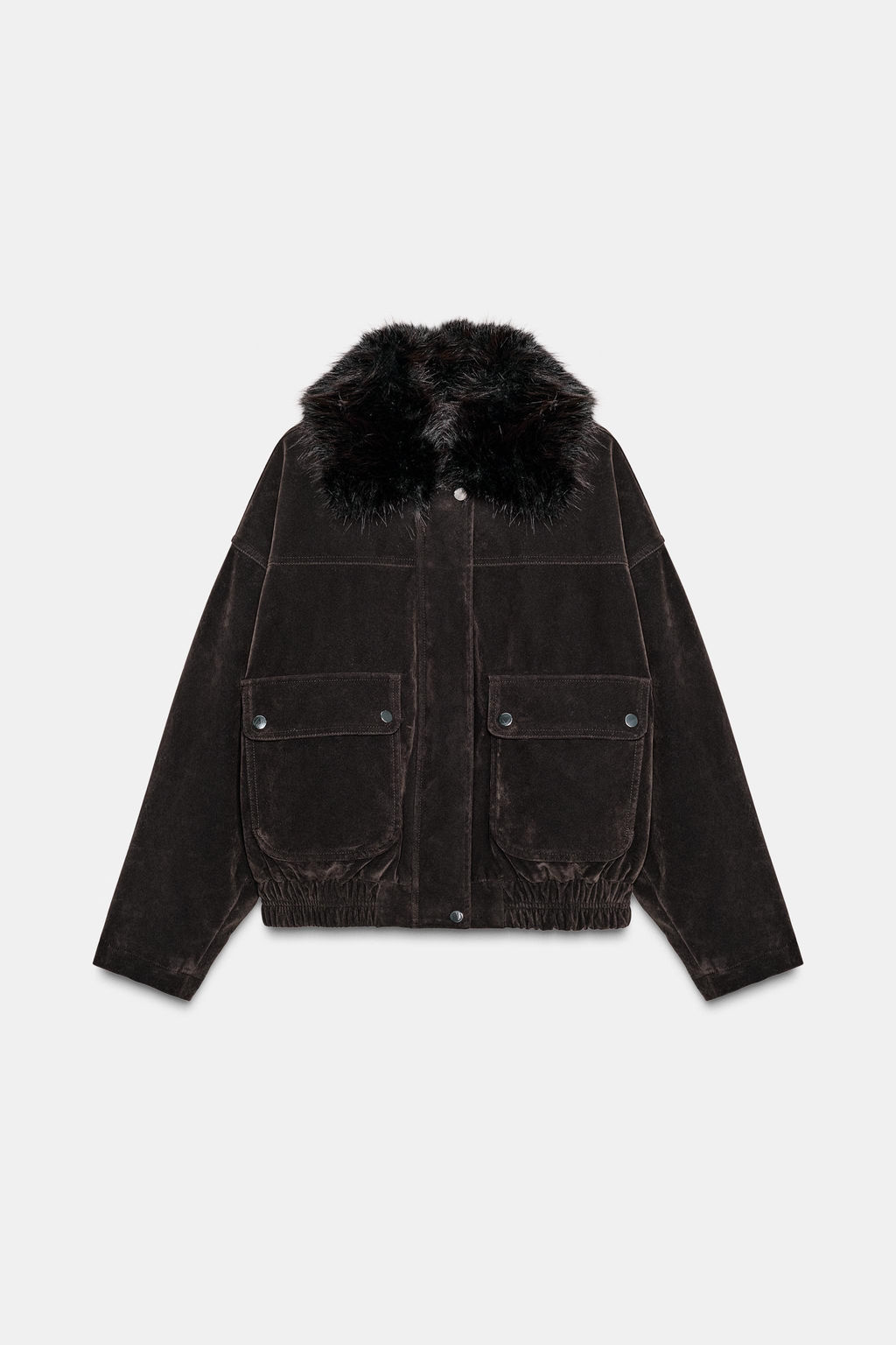 OVERSIZED BOMBER JACKET WITH FAUX FUR LAPEL - Zara фото 6