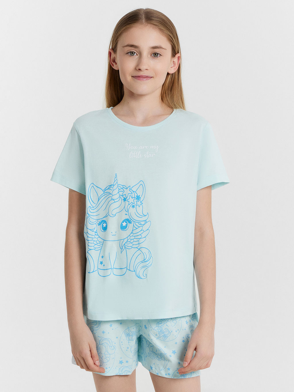 Комплект домашний для девочек голубой с единорогами - Mark formelle фото 2