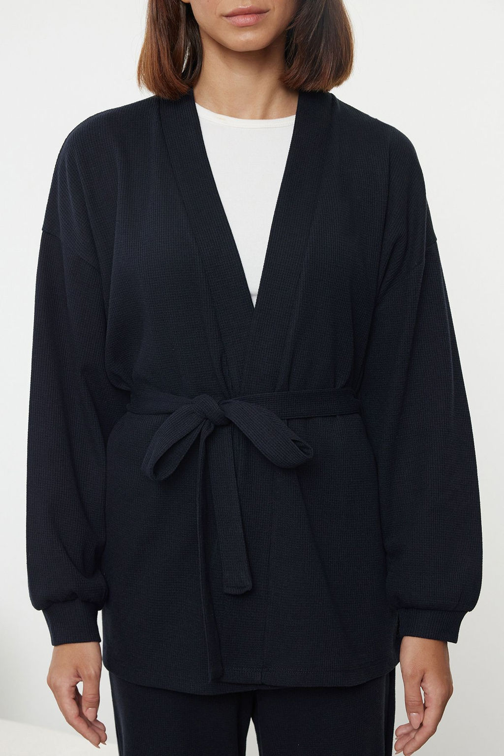 Lacivert Kusakl? Waffle Kumas Hamile Orme Pijama Tak?m? THMAW25PT00015 - Trendyolmilla фото 4