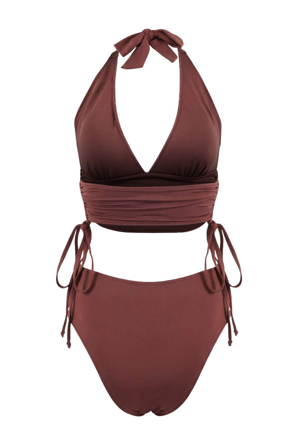 Kahverengi Ucgen Kapl? Yuksek Bel Regular Bikini Tak?m? TBESS26BT00041