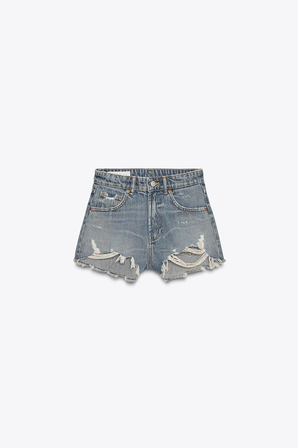 HIGH-WAIST CURVED DENIM SHORTS - Zara фото 13