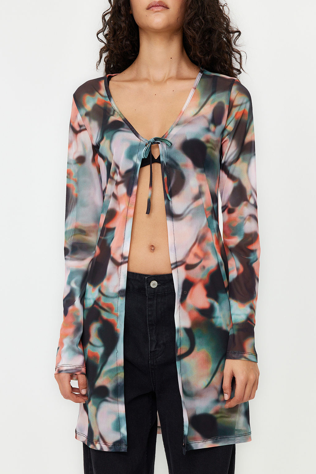 Cok Renkli Bask?l? Uzun Tul Esnek Orme Orme Bluz TWOSS24BZ00051 - Trendyolmilla фото 5