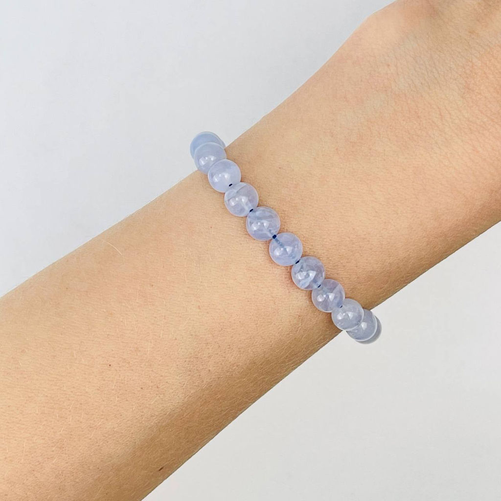 Браслет из камня Голубой агат 18 см