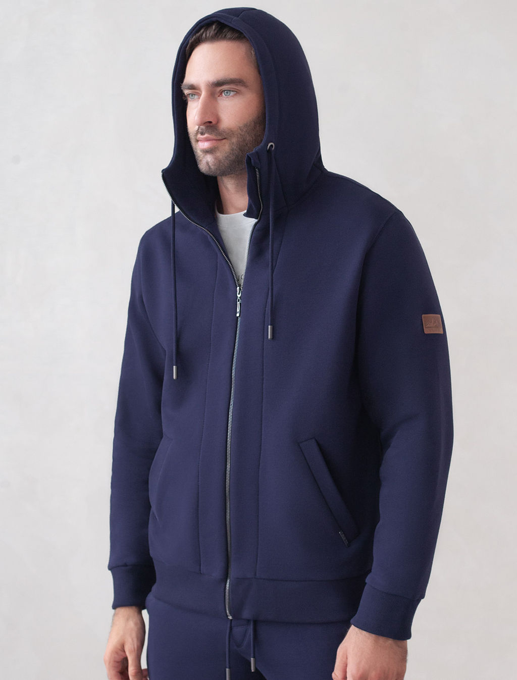 Худи на молнии из премиального футера трехнитки с начесом