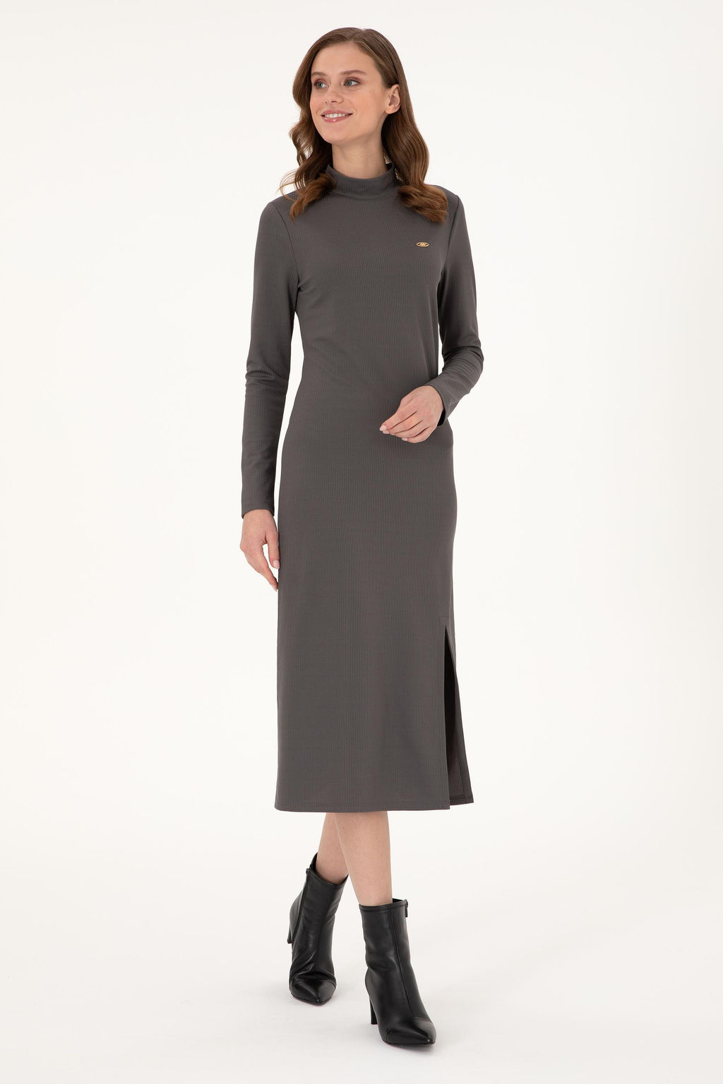 Женское трикотажное платье антрацитового цвета Неожиданная скидка в корзине - U.s. polo assn фото 3