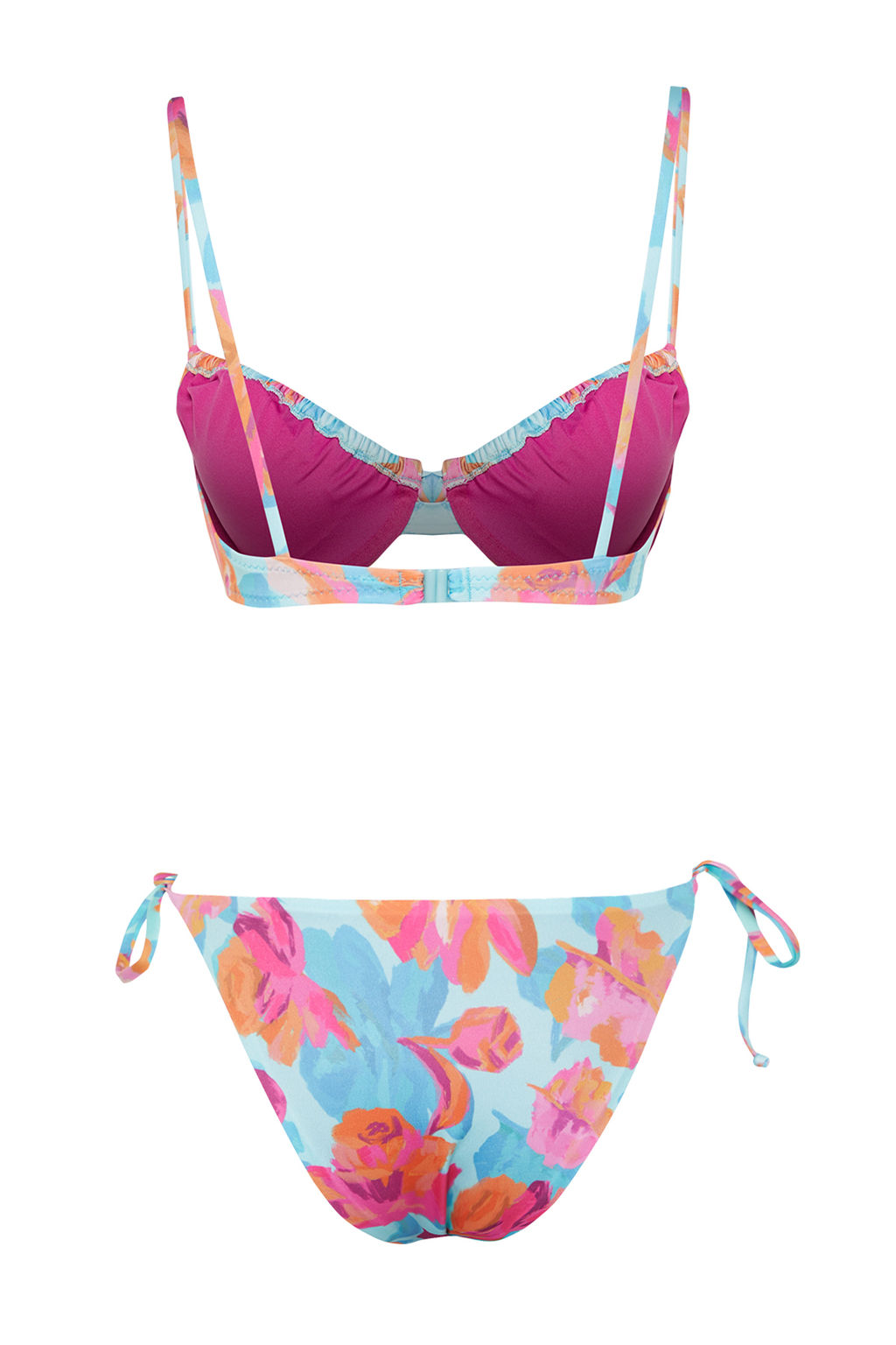 TRENDYOLMILLA Cicek Desenli Balkonet Tunelli Regular Bikini Tak?m? TBESS24BT00102  фото 9