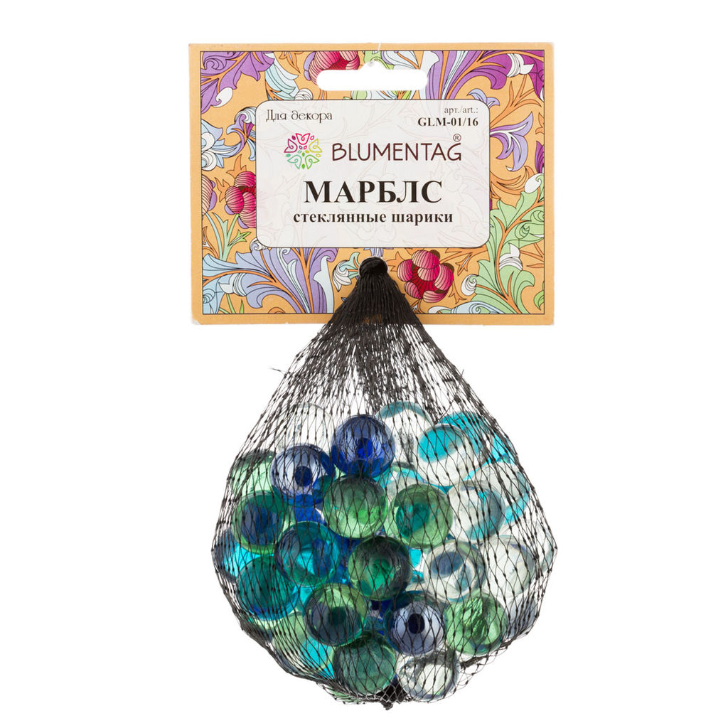Blumentag GLM-01/16 МАРБЛС камни стеклянные d. 16 мм 6 х 340 г 10 г №05 ассорти