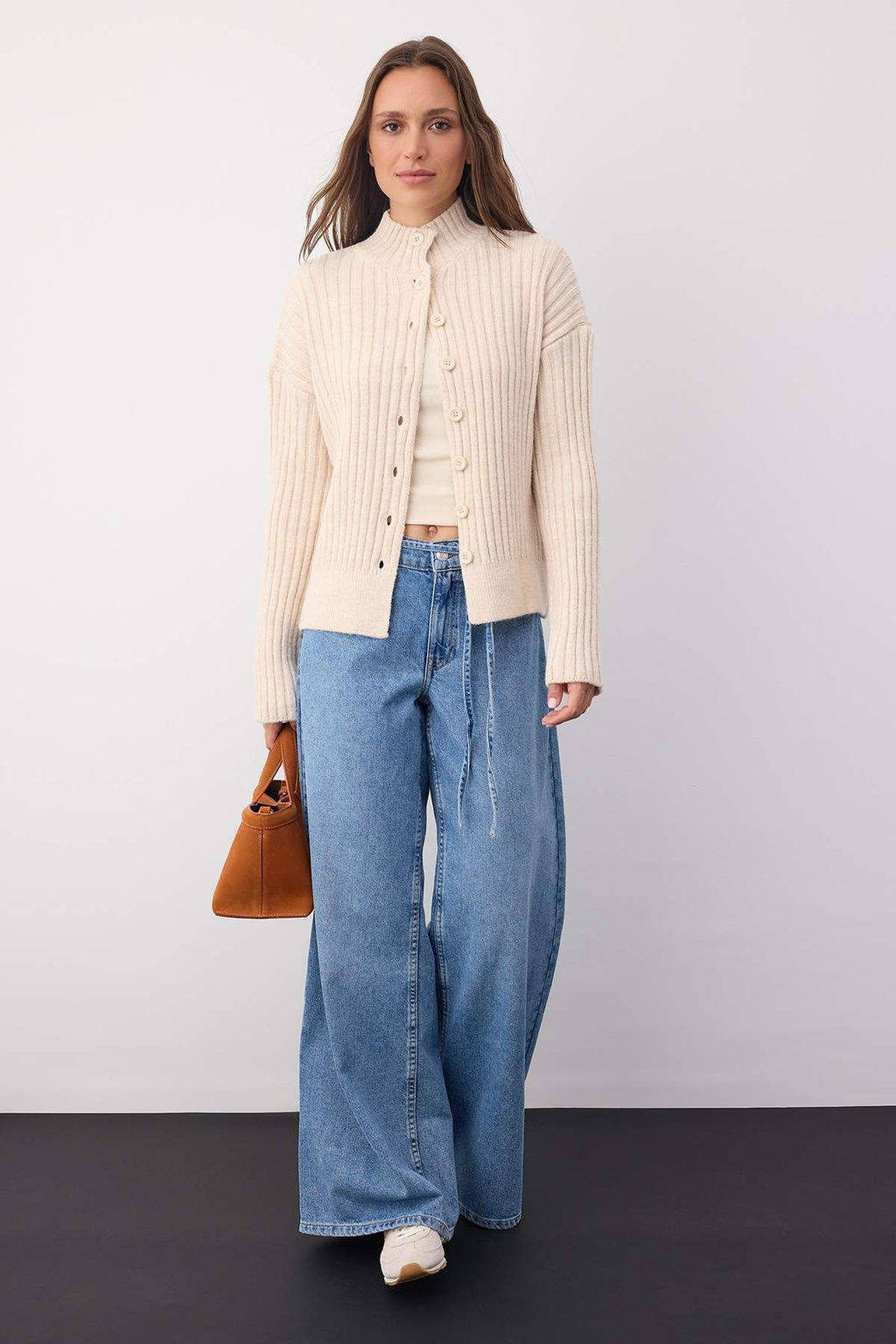 Wardrobe Essentials Tas Dik Yaka Genis Kal?p Fitilli Yumusak Dokulu Triko H?rka | TWOAW26HI00091