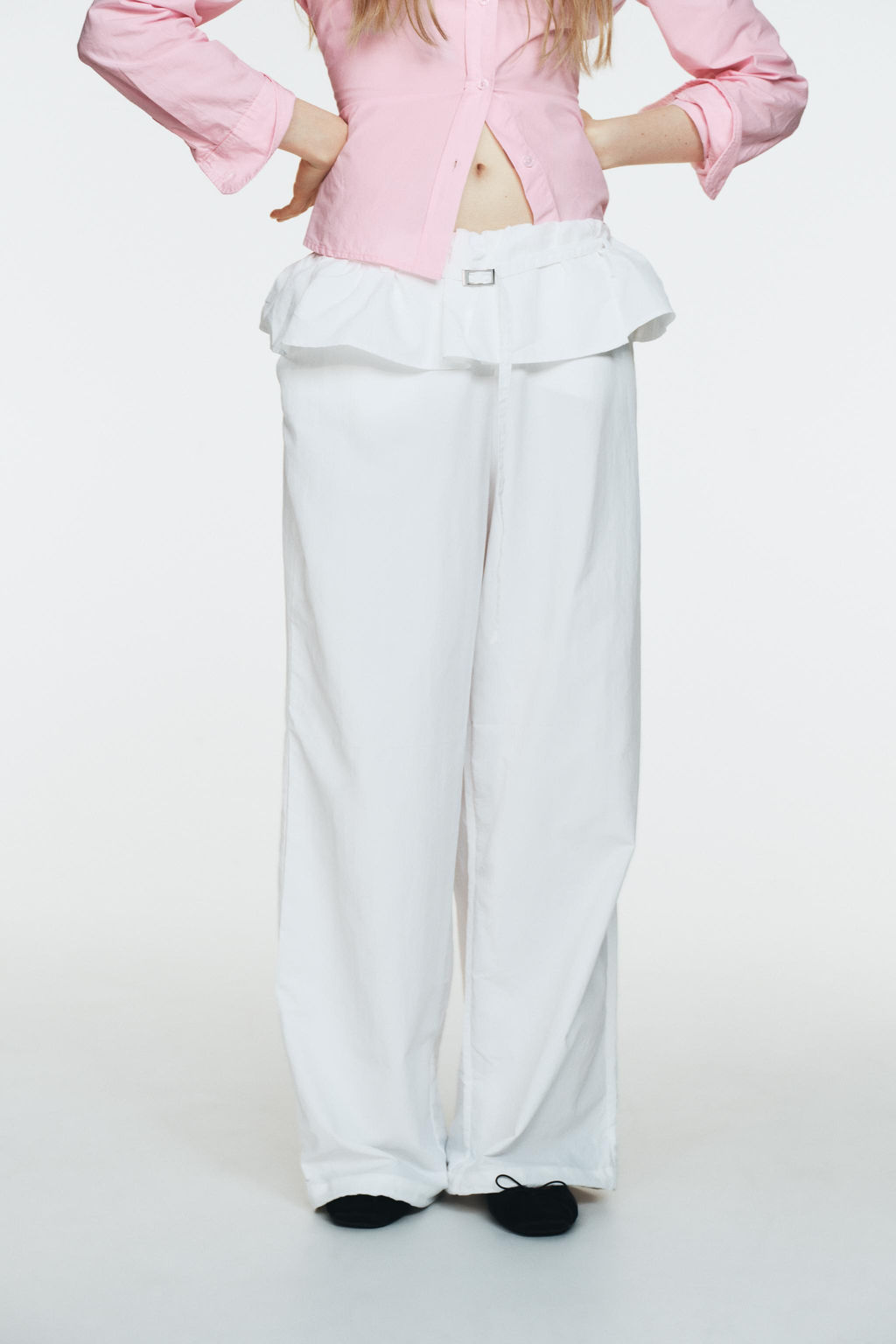 NYLON TROUSERS WITH OVERLAY WAIST - Zara фото 12