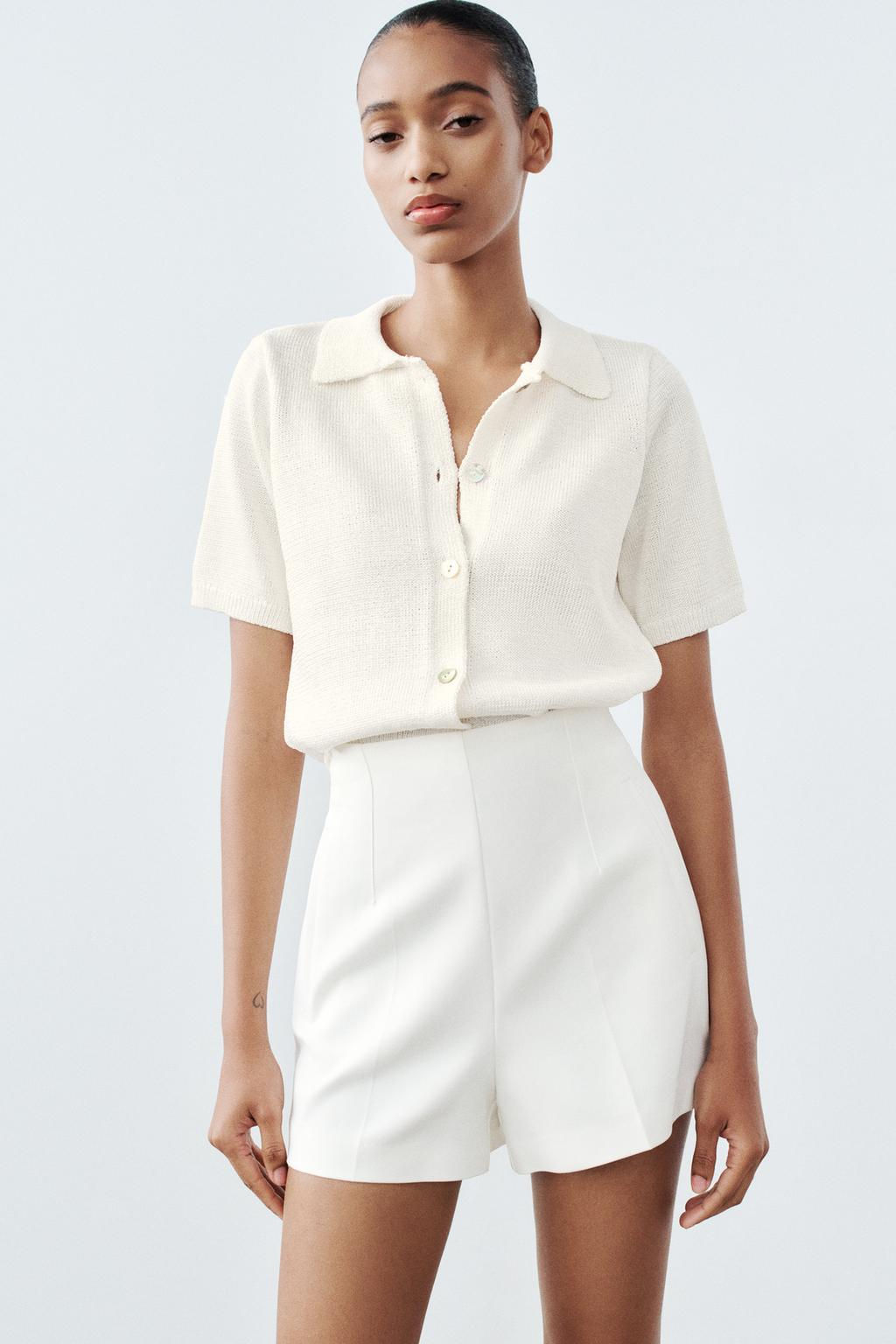 PLAIN KNIT POLO COLLAR TOP - Zara фото 4