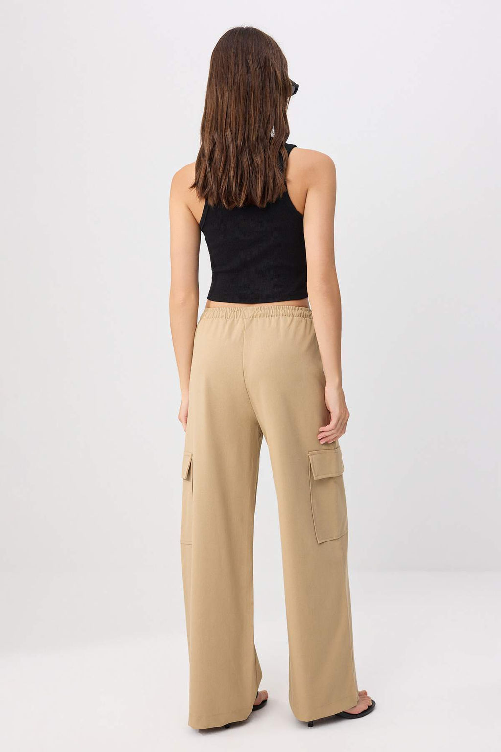 Camel Beli Lastikli Wide Leg Kargo %100 Pamuk Pantolon TWOSS26PL00183 - Trendyolmilla фото 4