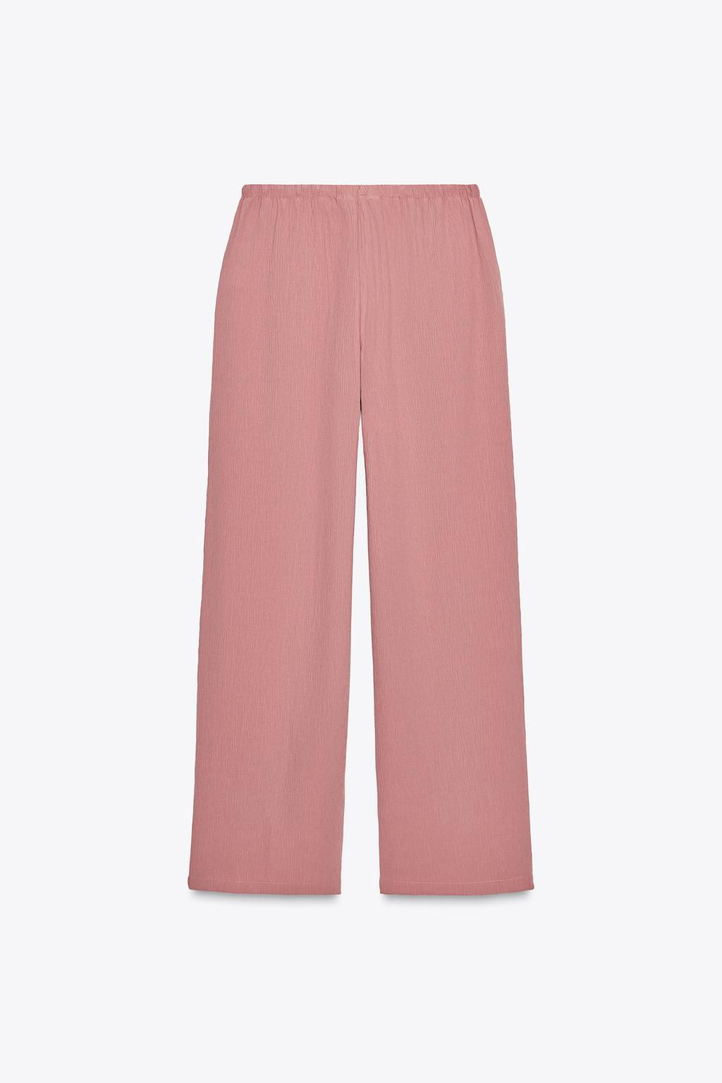 WRINKLED-EFFECT WIDE-LEG TROUSERS - Zara фото 6