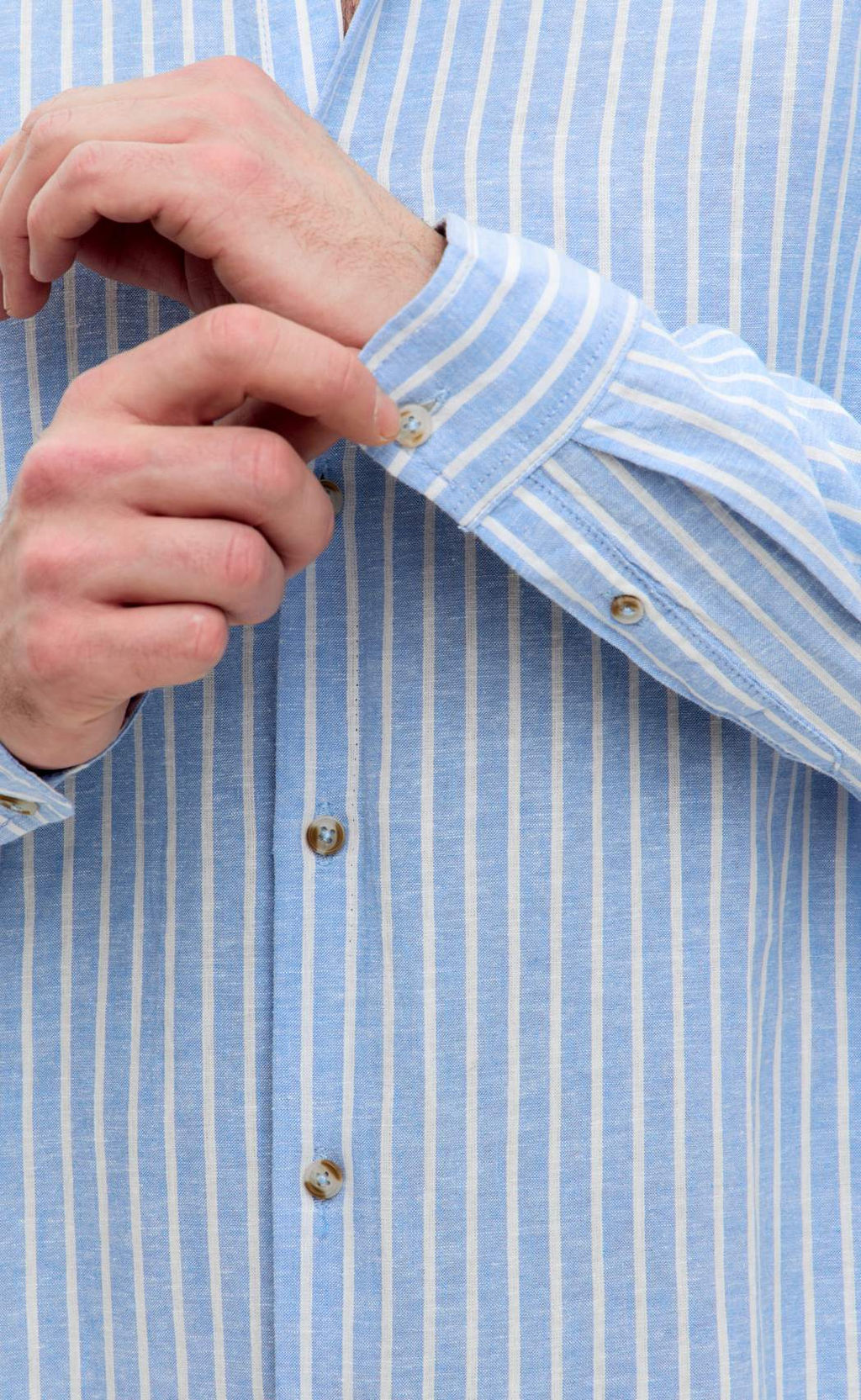 Рубашка д/р лен F611-0483 l.blue stripes - Fine joyce фото 3