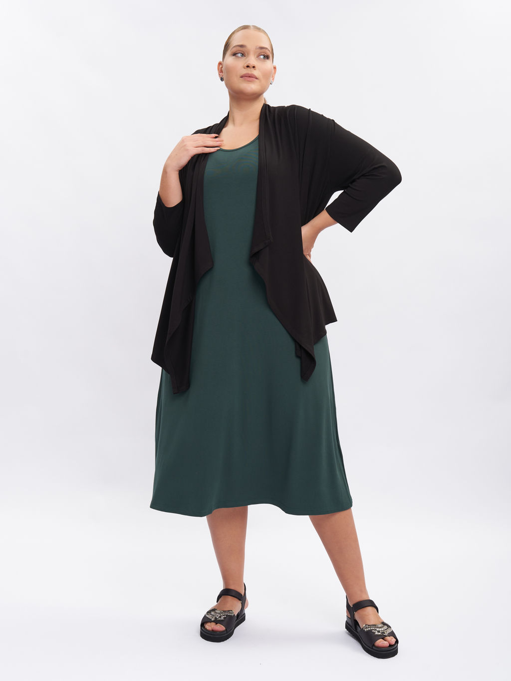 Кардиган без пуговиц KA31807BLK01