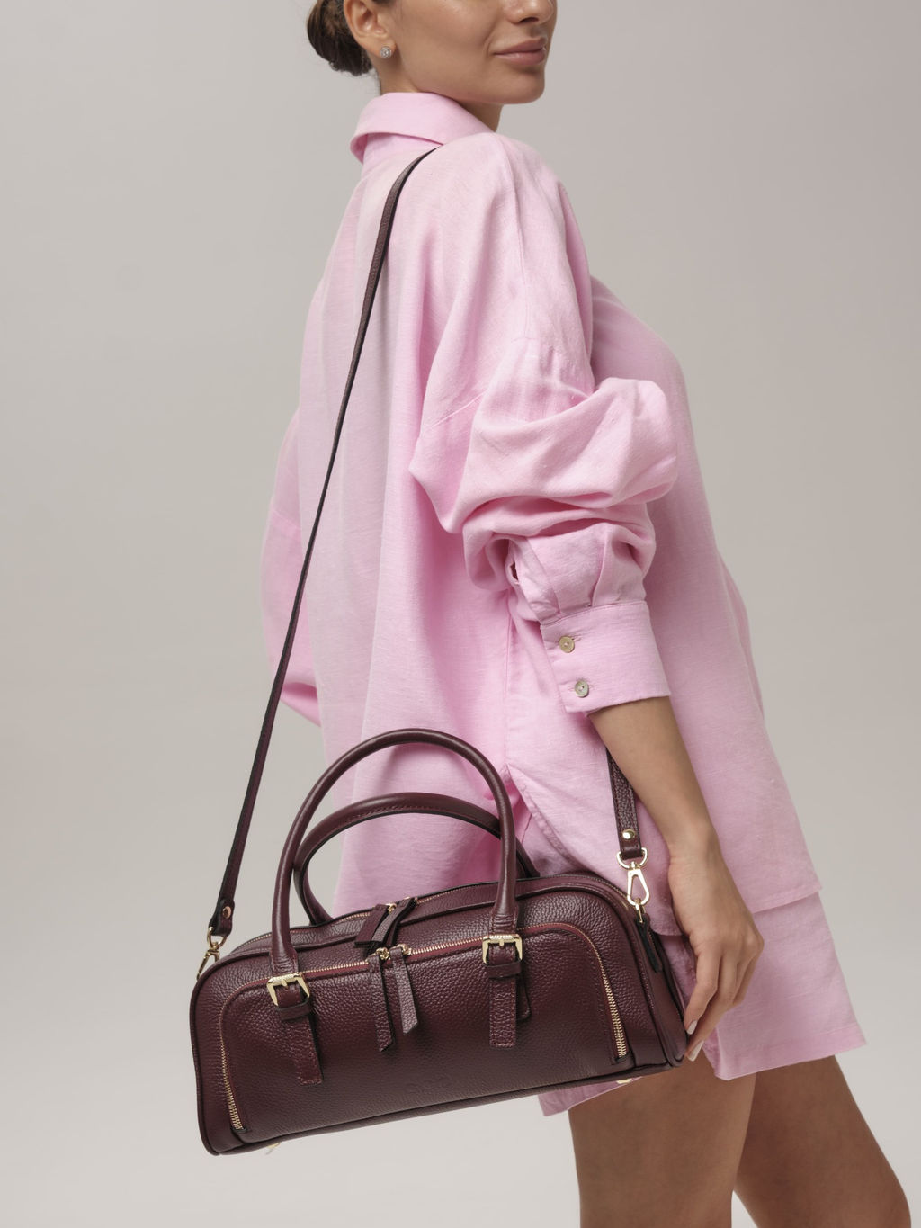 Кожаная сумка Nora DBR 31148 зимняя вишня фото 4